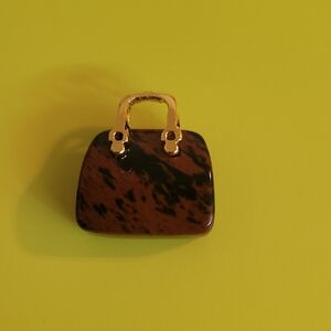 Elegant Brown and Black Women's Bag Stone Pendant